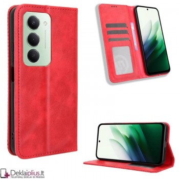 Dirbtinės odos atverčiamas dėklas su skyreliais - raudonas (Xiaomi Redmi 15 4G) Dirbtinės odos atverčiamas dėklas su skyreliais - raudonas (Xiaomi Redmi 15 4G)
